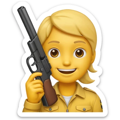 Create a smiling face emoji that’s holding a gun aimed to their forehead sticker
