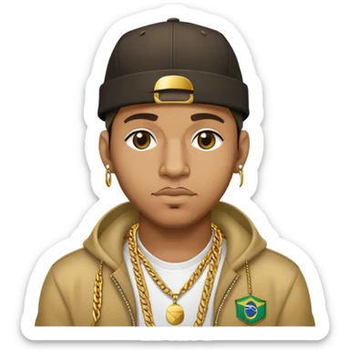 Brazilian rapper Chefin with cap and gold chain sticker