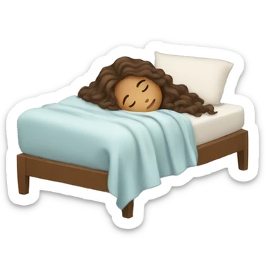 Girl with wavy brown hair sleep under the blanket sticker