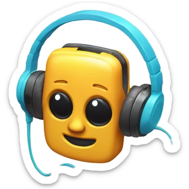 Bright colored Walkman with headphones attached sticker