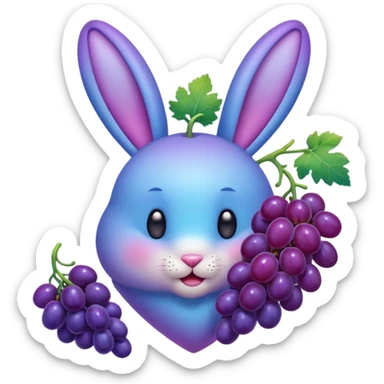 Fade from blue to purple heart emoji with bunny ears and vinegrape sticker