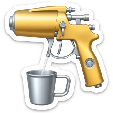 spray gun with cup attached sticker