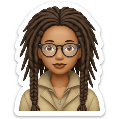 black Dreadlocked librarian lady with glasses sticker