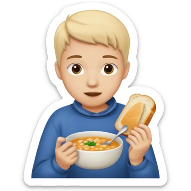 Loaf of bread eating soup  sticker