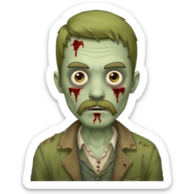young zombie with long mustache sticker