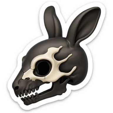 Tête de lapin squelette noire de profil avec des G à la place des yeux  sticker