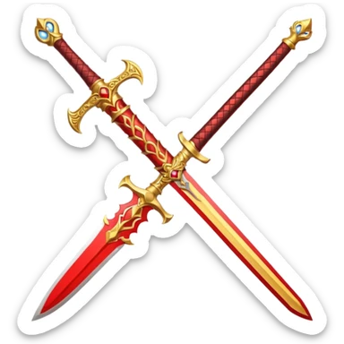 fiery royal golden sword with red blade sticker