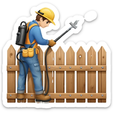 Power washing a fence sticker