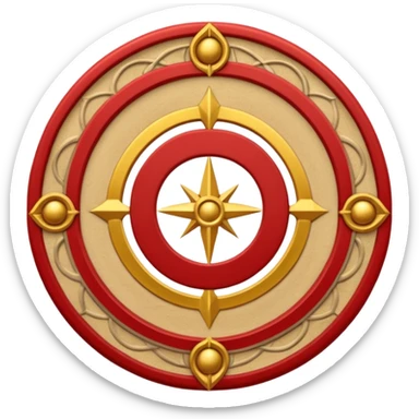 a circular casting sigil inspired by the wizard101 balance school using base color sand and trim color red. Bitch, put A golden scale in the middle as a the main focus  sticker