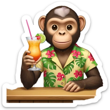 Chimpanzee at tiki bar sticker