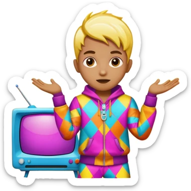 🩵A kid wear crazy on tv. sticker