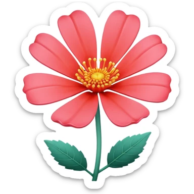 Still life realistic 3D rendering bright coral pink flower sticker