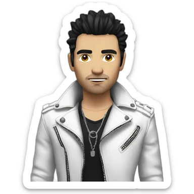Punk male,dark hair, with white leather jacket sticker