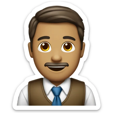 chico con chaleco emergencia y corbata sticker