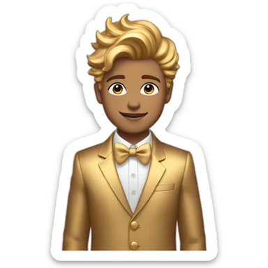 Posh-boy-with-golden-suit-and-blue-eyes-and-rainbow-unicorn-hair sticker