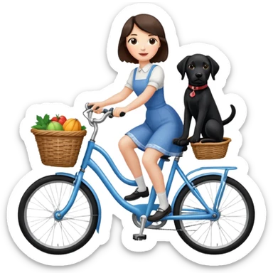 Wizard of Oz Dorthy riding bike with a black lab in the basket sticker