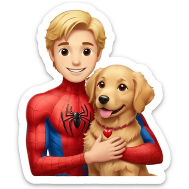 Spider-Man with his Golden Retriever wishing everybody a happy Valentine’s Day sticker