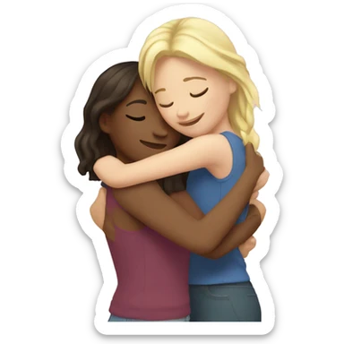 blond girl hugs brunette girl  sticker
