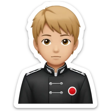 Japanese high school boy in gakuran uniform with black standing collar sticker