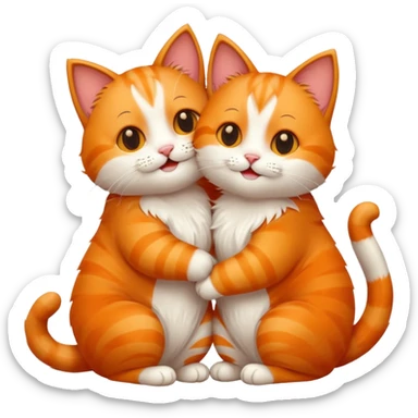 two happy cats hugging in love sticker