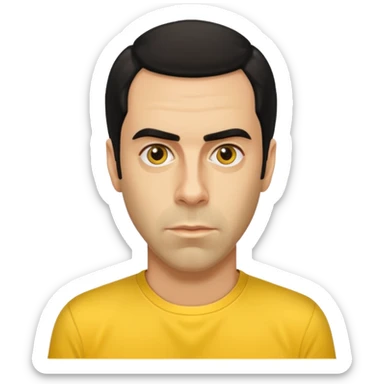 Sacha Baron Cohen with yellow shirt sticker