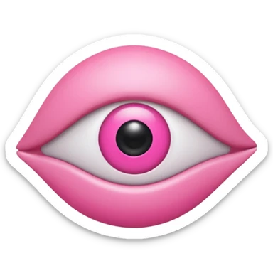 genera un emoji 3d en formato ios de un ojo con eyeliner rosa sticker