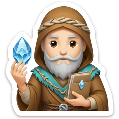 crystal druid character holding rune envelope sticker