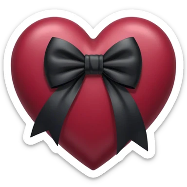 burgundy  heart with black bow sticker