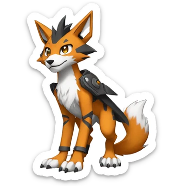  Cool Edgy Digimon-Fakemon-Fox with edgy markings full body sticker