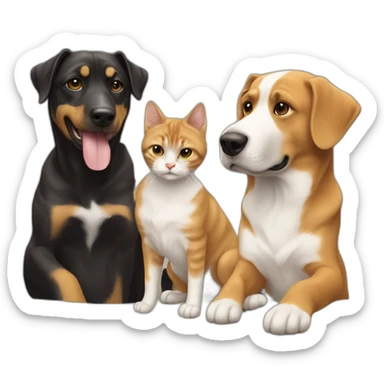 Chat en guère avec un chien sticker