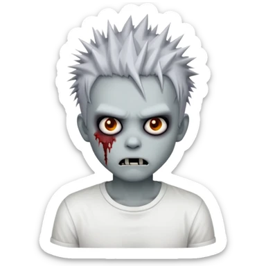 zombie with spiky emo hair and white shirt emoji sticker