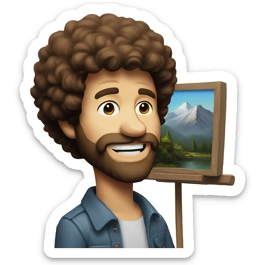 Bob Ross painting a sigma boy sticker