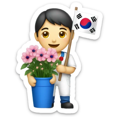 florist with korea flag sticker