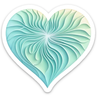 Abstract folded map with topographic line patterns forming subtle heart shapes, ethereal glowing map with magical abstract heart contours sticker