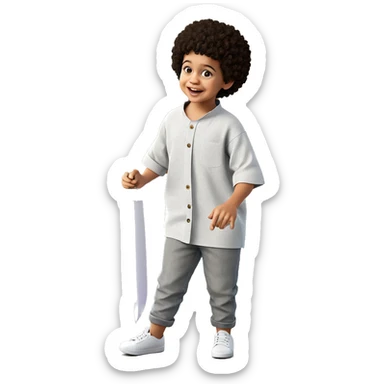 smiling boy with afro hair sticker