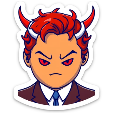 Leonardo DiCaprio devil avatar with red eyes and horns sticker