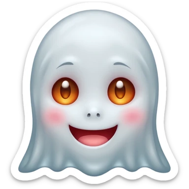 little cute ghost is smiling with blushed face, only fave sticker