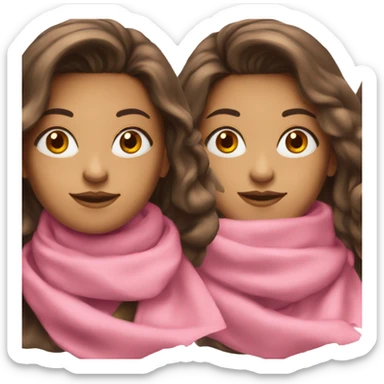 brunette girl with a pink scarf and a blowout sticker