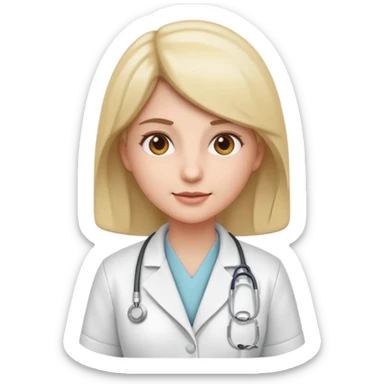  Depict a nurse in a white coat, with a light expression and the soft detail typical of modern emojis. The scene should have a clean look, with subtle shadows and smooth outlines, maintaining the 3D cartoon style used in iOS emojis. Keep it consistent with the emoji style. sticker