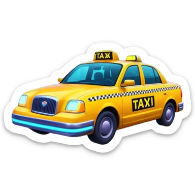 a neon taxi driving in a neon citya neon taxi driving in a neon city sticker