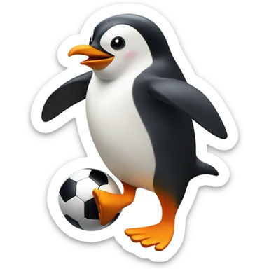 Penguin playing soccer sticker