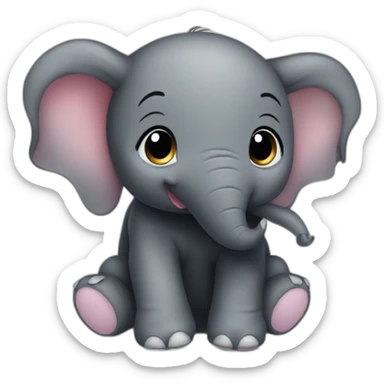 cute black baby elephant sticker