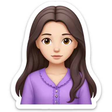 brunette with long hair in lavender clothes sticker