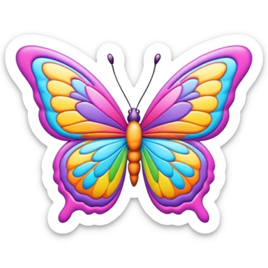 3D, psychedelic colored hippie style border with a butterfly sticker