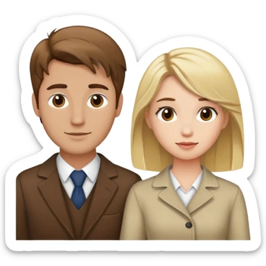 Brown hair man and blonde hair girl couple  sticker