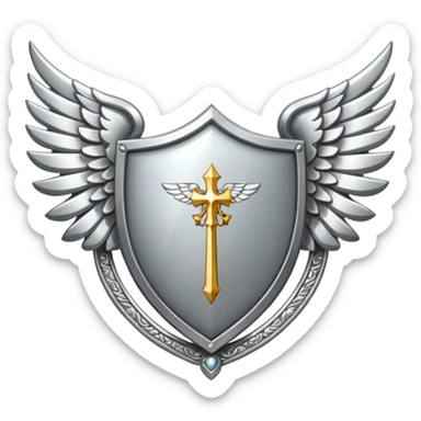 holy emblem with silver wings and shield in the middle sticker