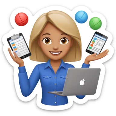 female digital marketer juggling all the responsibilities sticker