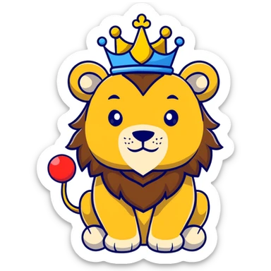 brave lion wearing a golden crown with blue hearts in New York City sticker