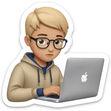 boy working in Macbook, he graphic designer sticker