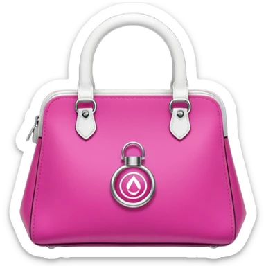 bolsa fucsia con asas blancas y en el centro de la bolsa el logo de druni perfumerias en color blanco sticker